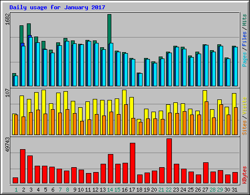 Daily usage for January 2017