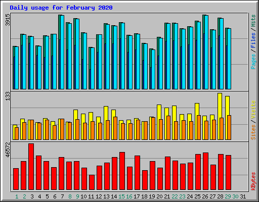 Daily usage for February 2020