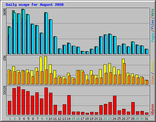 Daily usage for August 2020
