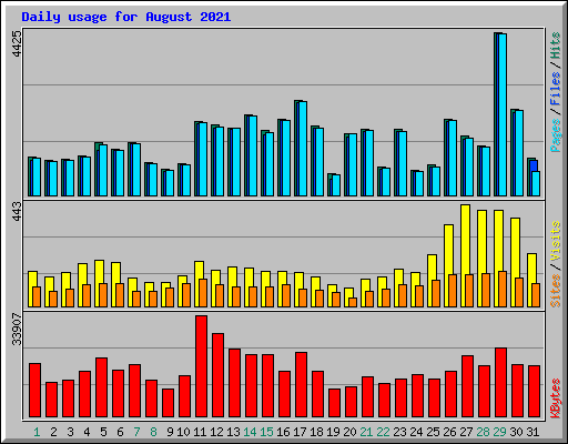 Daily usage for August 2021