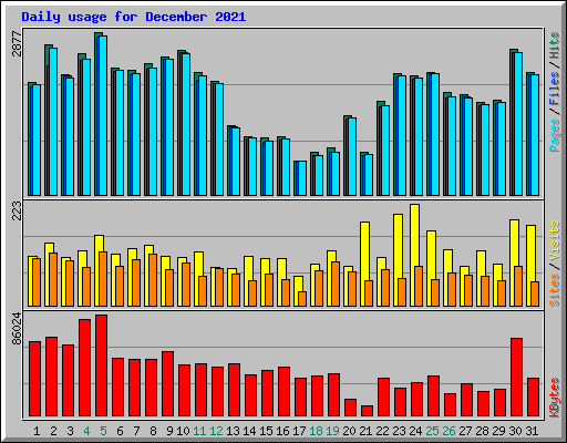 Daily usage for December 2021