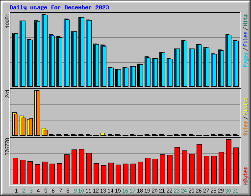 Daily usage for December 2023