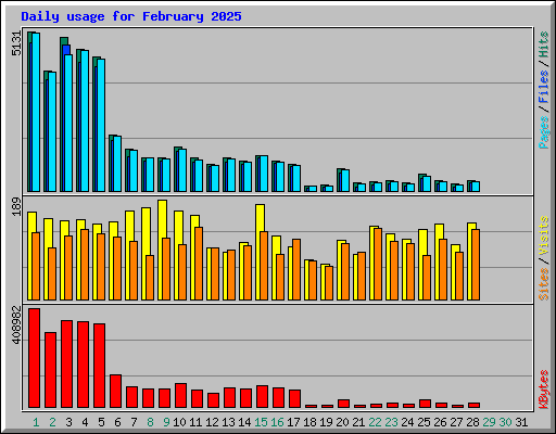 Daily usage for February 2025