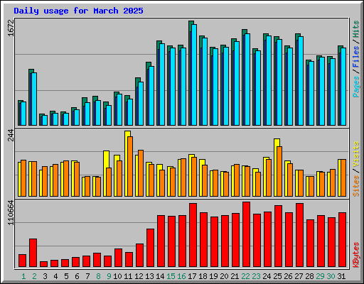 Daily usage for March 2025