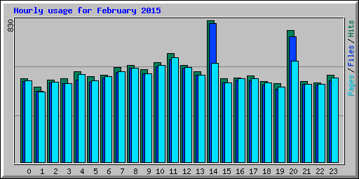 Hourly usage for February 2015